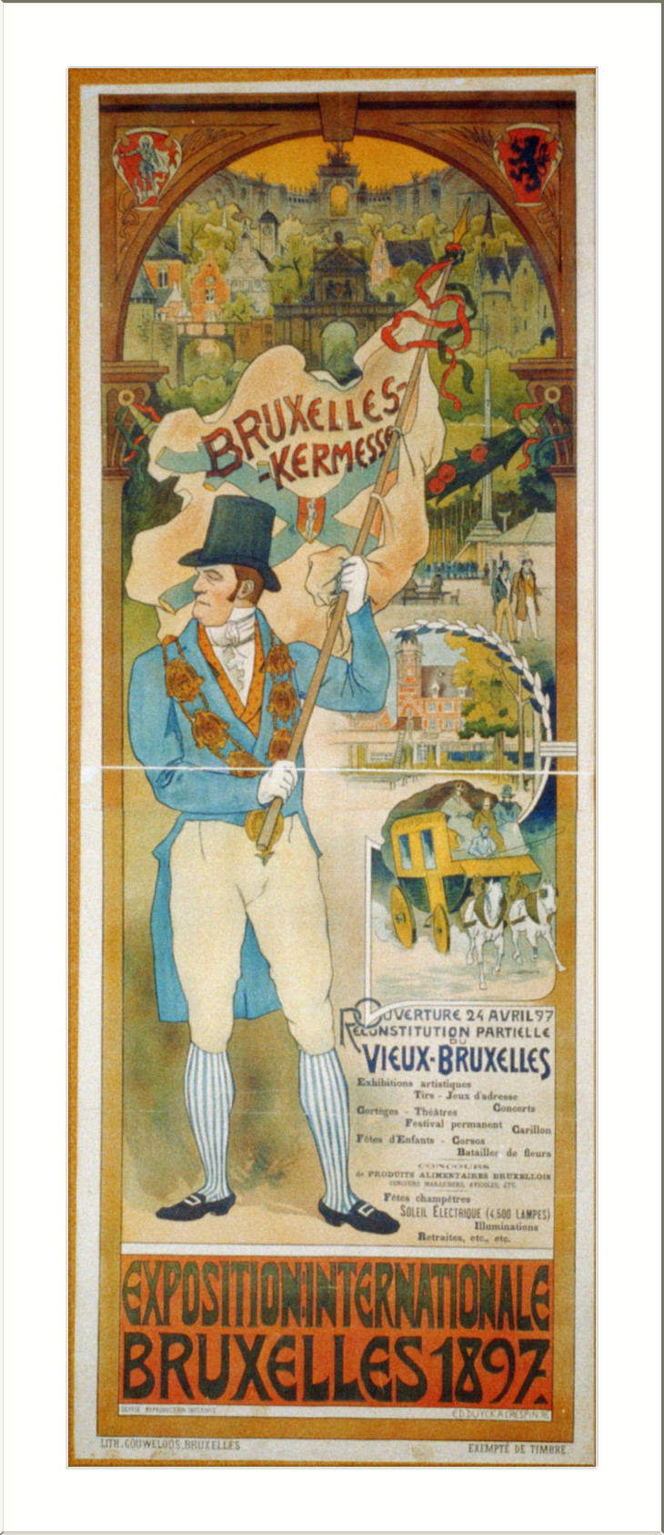 Bruxelles-Kermesse ... Exposition internationale, Burxelles 1897, Burxelles : Gouweloos, 1896. — vintage poster