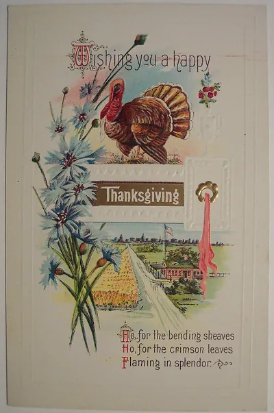 Wishing You a Happy Thanksgiving Postcard with Turkey