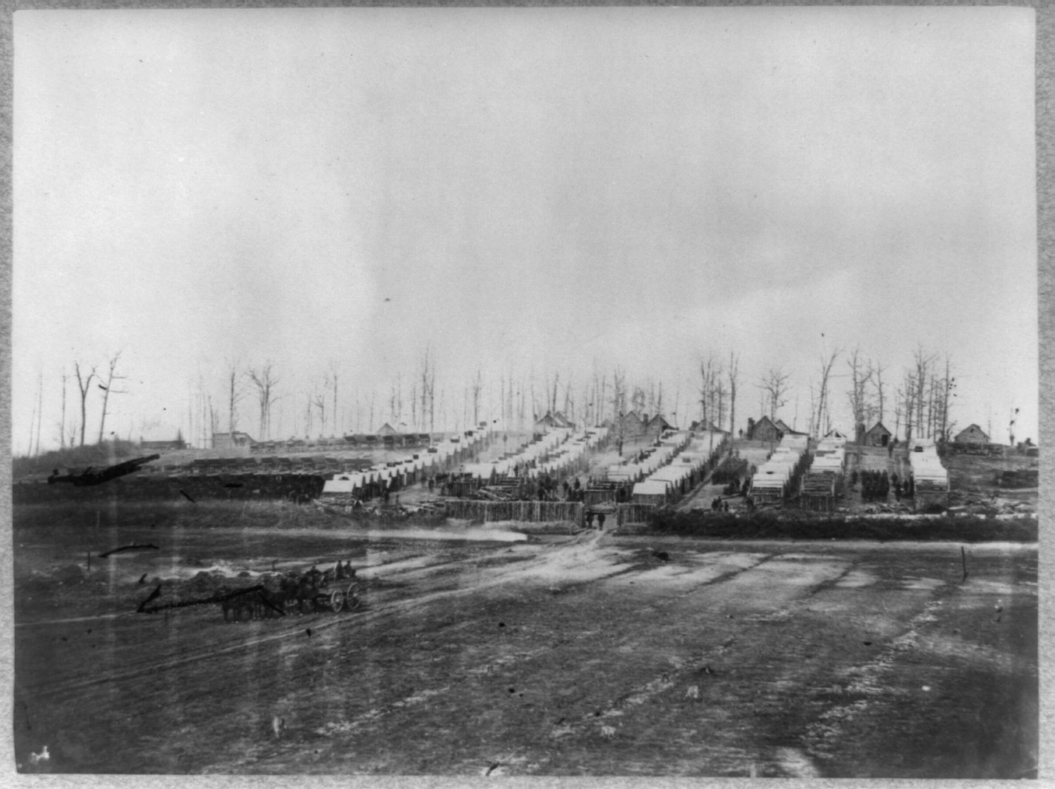 Camp of 50th New York Engineers near Rappahannock Station, Va., 1864 March. — historic photograph