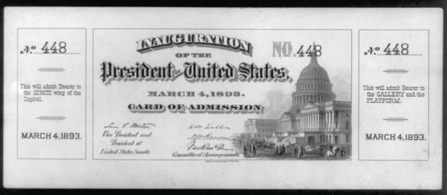 Card of Admission to the Inauguration of [Cleveland] the President of the United States, March 4, 1893 - No. 448 — historic image