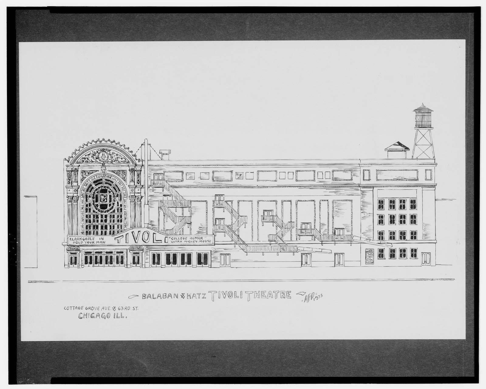 [Balaban & Katz Tivoli Theatre, Cottage Grove Ave. and 63rd St., Chicago, Illinois] / AFD 1933., And Engineering (ADE) Drawings — vintage poster