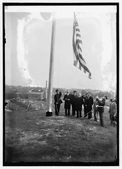 Gen. Lejeune, Sec. Wilburn at dedication of C.U. stadium, 10/4/24