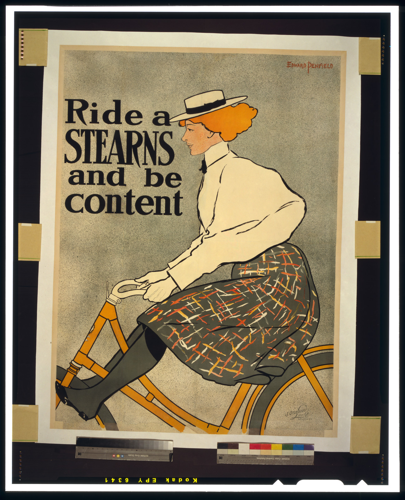 Ride a Stearns and be content / J. Ottmann Lith. Co., Puck Bld'g, N.Y., [1896] — vintage poster