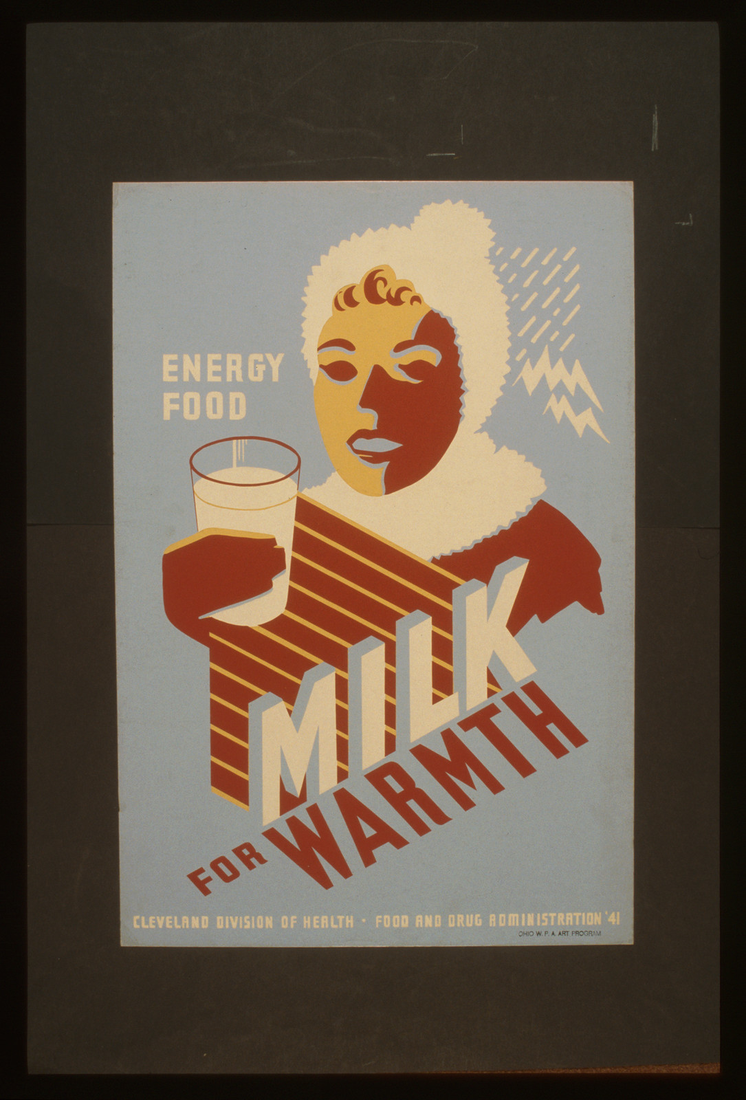 Milk - for warmth Energy food. — vintage poster