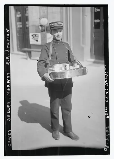 Candy seller. Norway Railroad Station