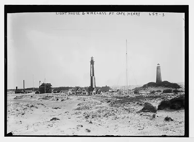 Lighthouse, wireless, moors at Cape Henry