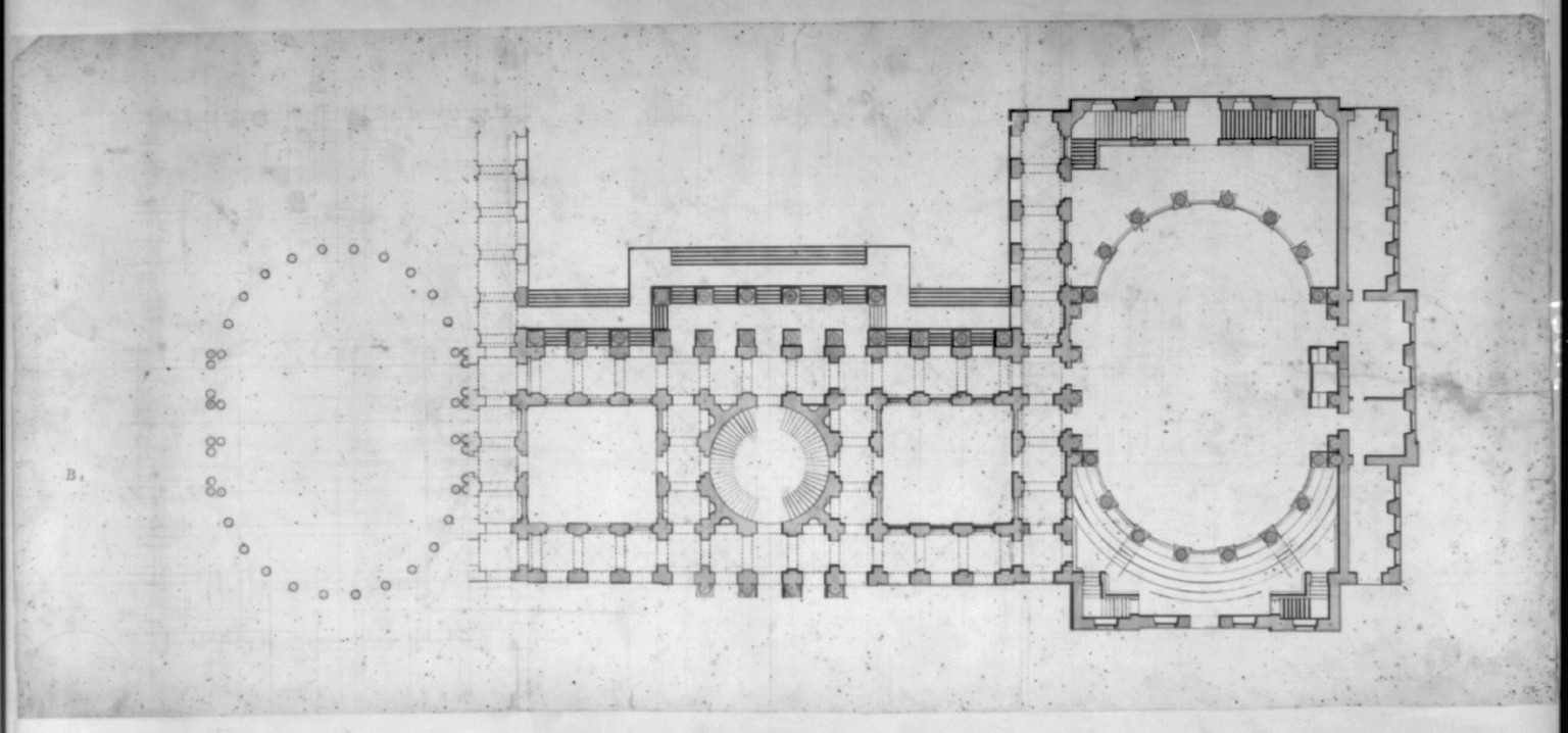 [United States Capitol, Washington, D.C. Floor plan], and Engineering (ADE) Drawings" (http://www.loc.gov/rr/print/res/103_ade.html)." — historic drawing