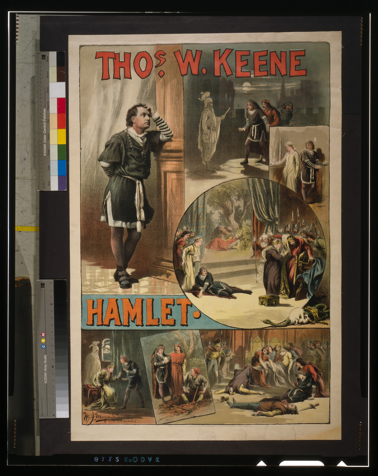 Thos. W. Keene in Hamlet theater poster — vintage poster