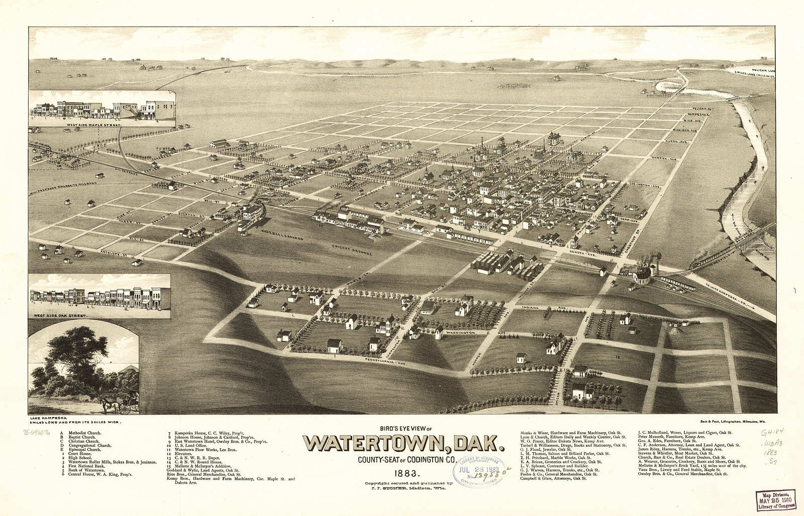 Watertown, Dakota Territory, 1883, 1883 — antique map