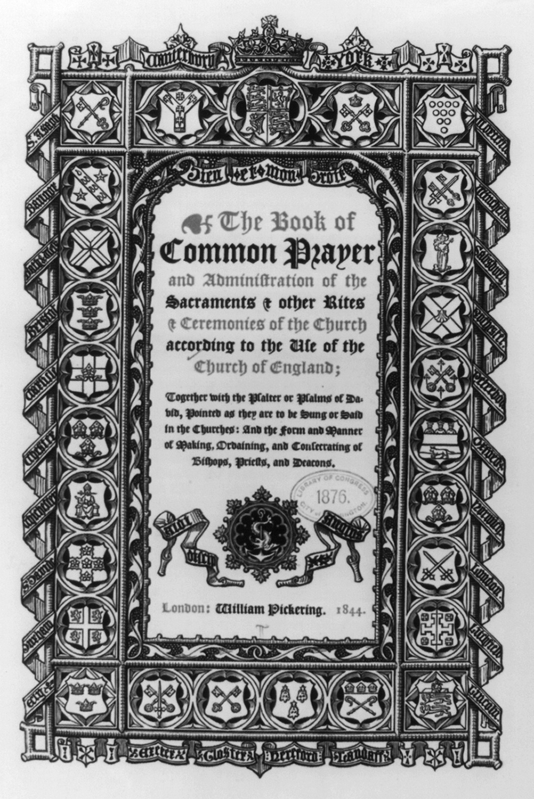 [Ornate title page of The Book of Common Prayer.], 1844 — antique lithograph