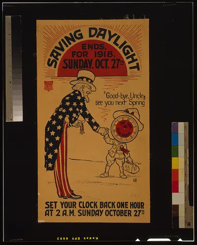 Saving daylight ends for 1918 Sunday Oct. 27th Set your clock back one hour at 2 A.M. Sunday October 27th.