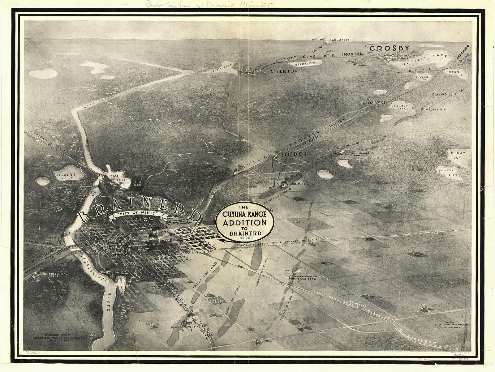 Brainerd, Minnesota, 1914, 1914 — antique map