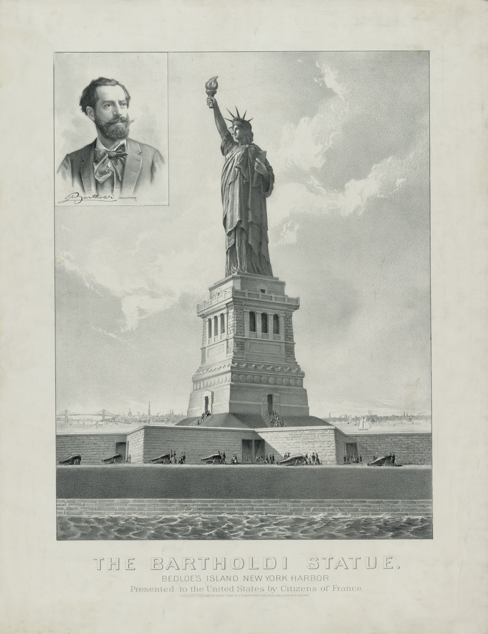 The Bartholdi Statue, Bedloe's Island New York Harbor — historic image