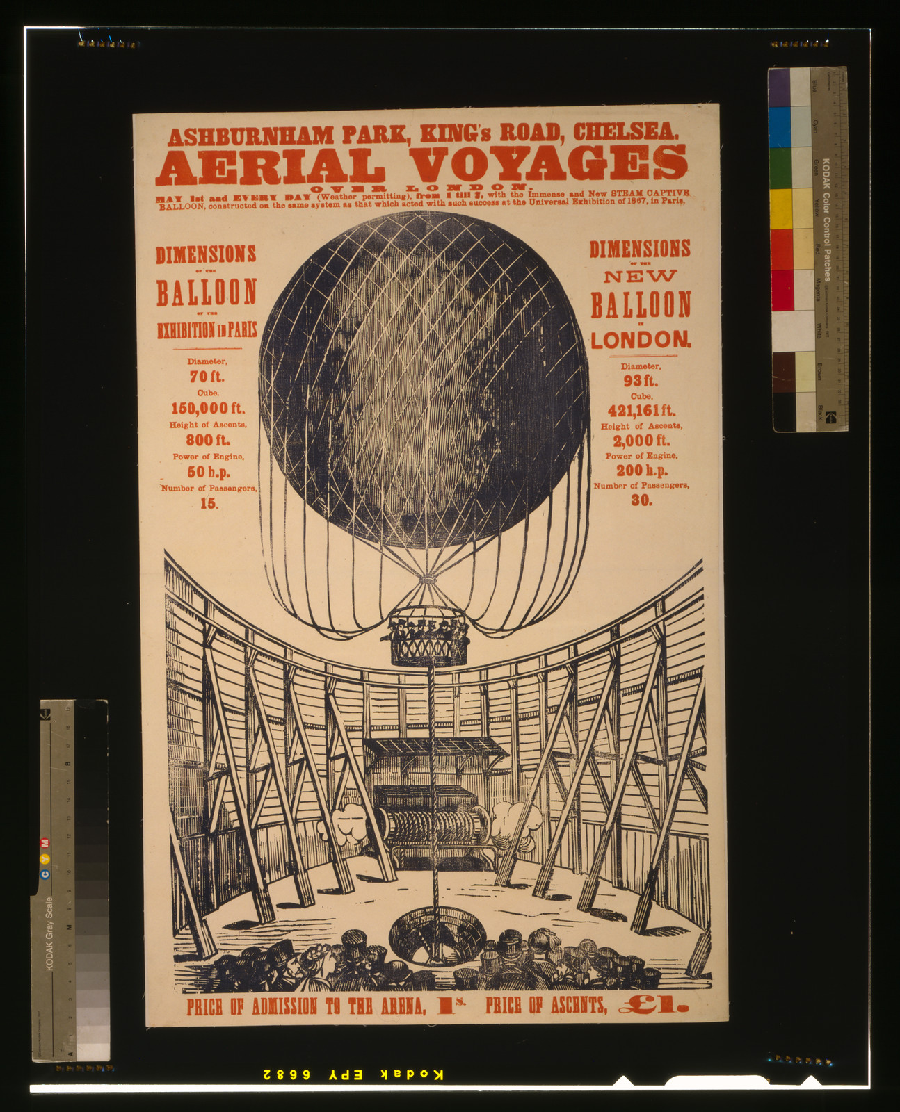 Aerial voyages over London Ashburnham Park, King's Road, Chelsea., [between 1867 and 1877] — vintage poster