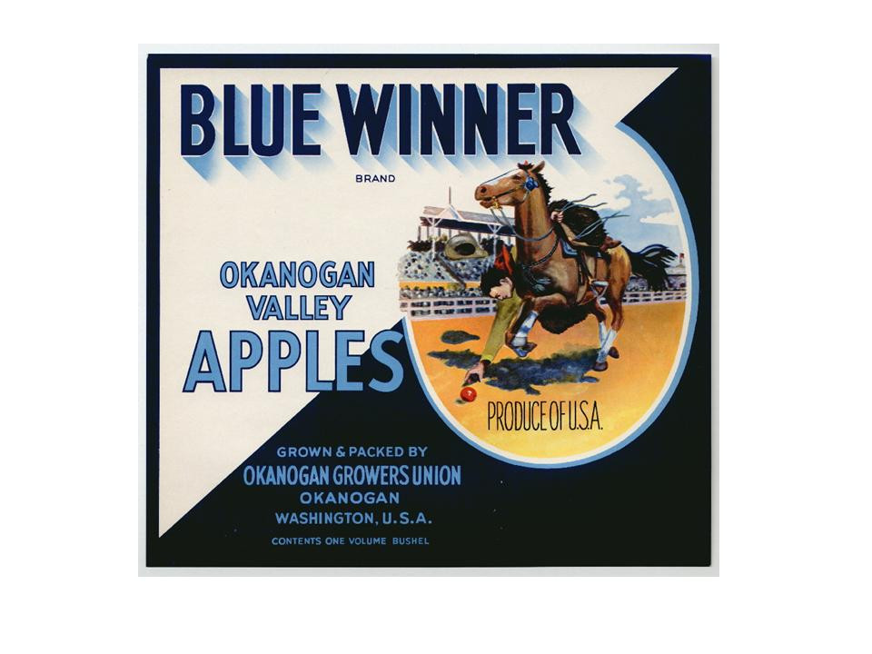 Blue Winner Okanogan Valley Apples crate label — historic image