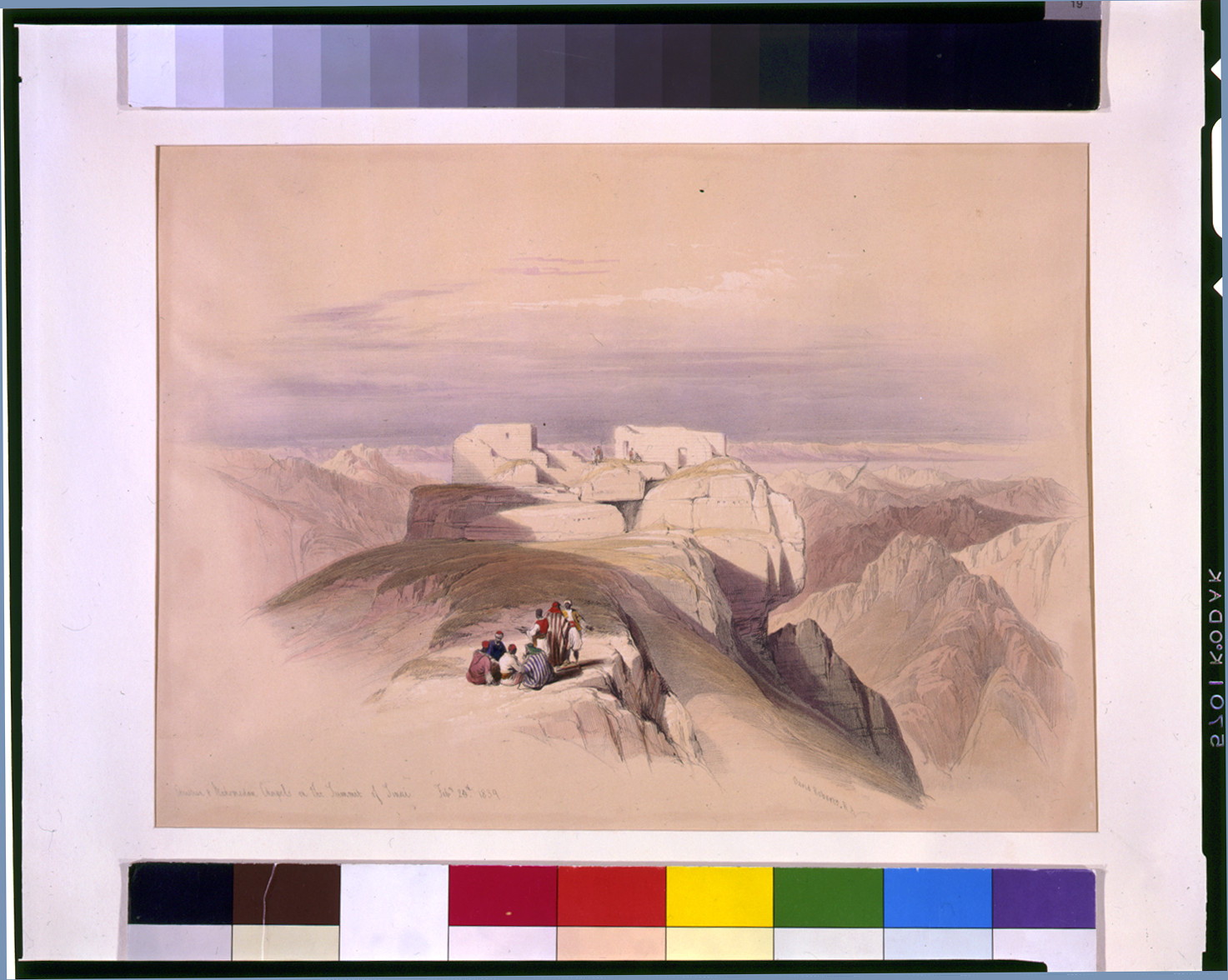 Christian & Mohamedan chapels on the Summit of Sinai Feby 20th 1839, [published between 1844 and 1845] — antique lithograph