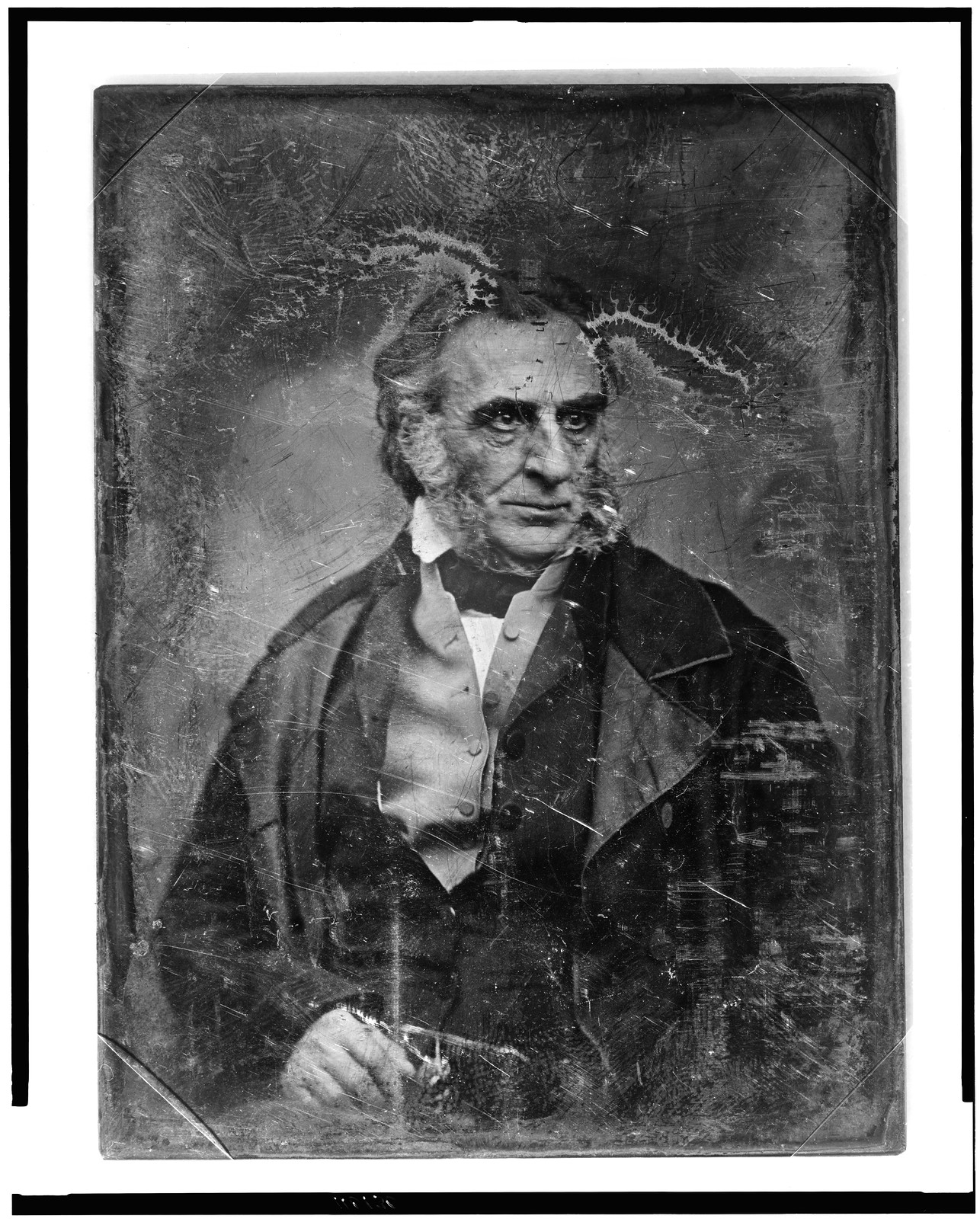Daguerreotype portrait of an elderly man, three-quarter view, 1844 — historic photograph