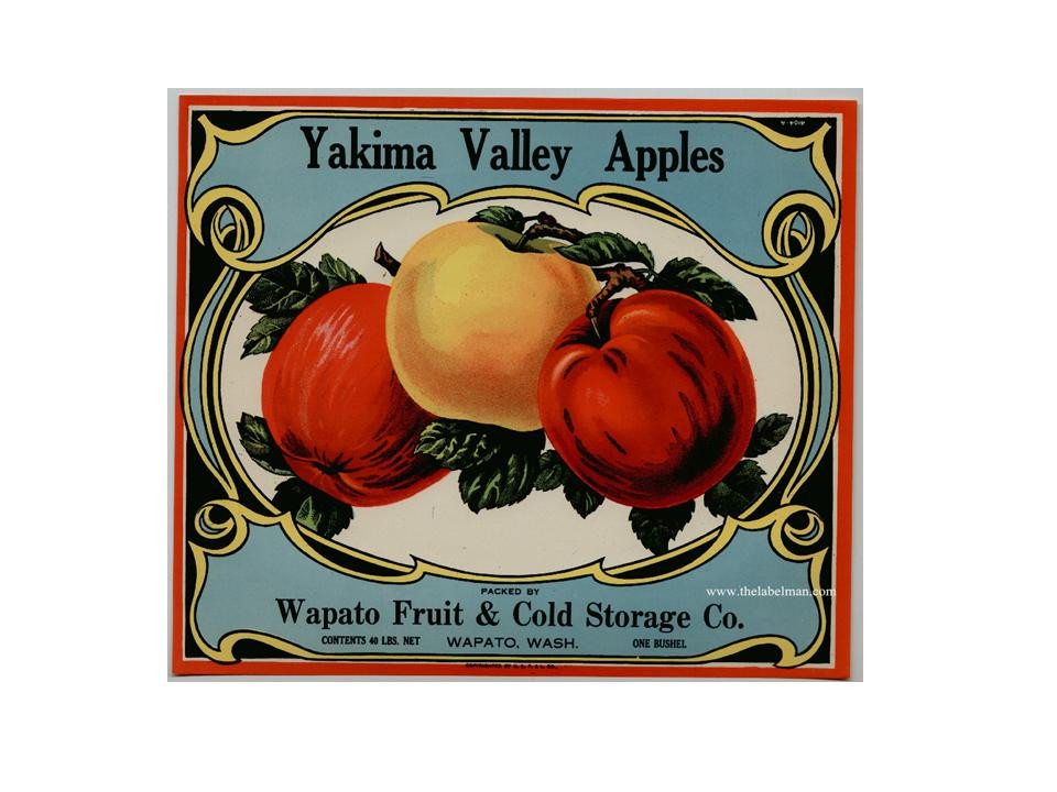 Yakima Valley Apples crate label, Wapato Fruit & Cold Storage Co. — historic image