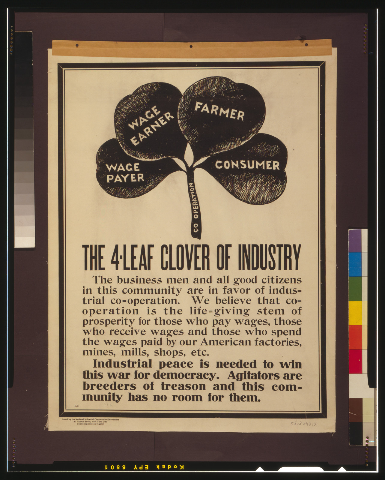 The 4-leaf clover of industry, [1917] — vintage poster
