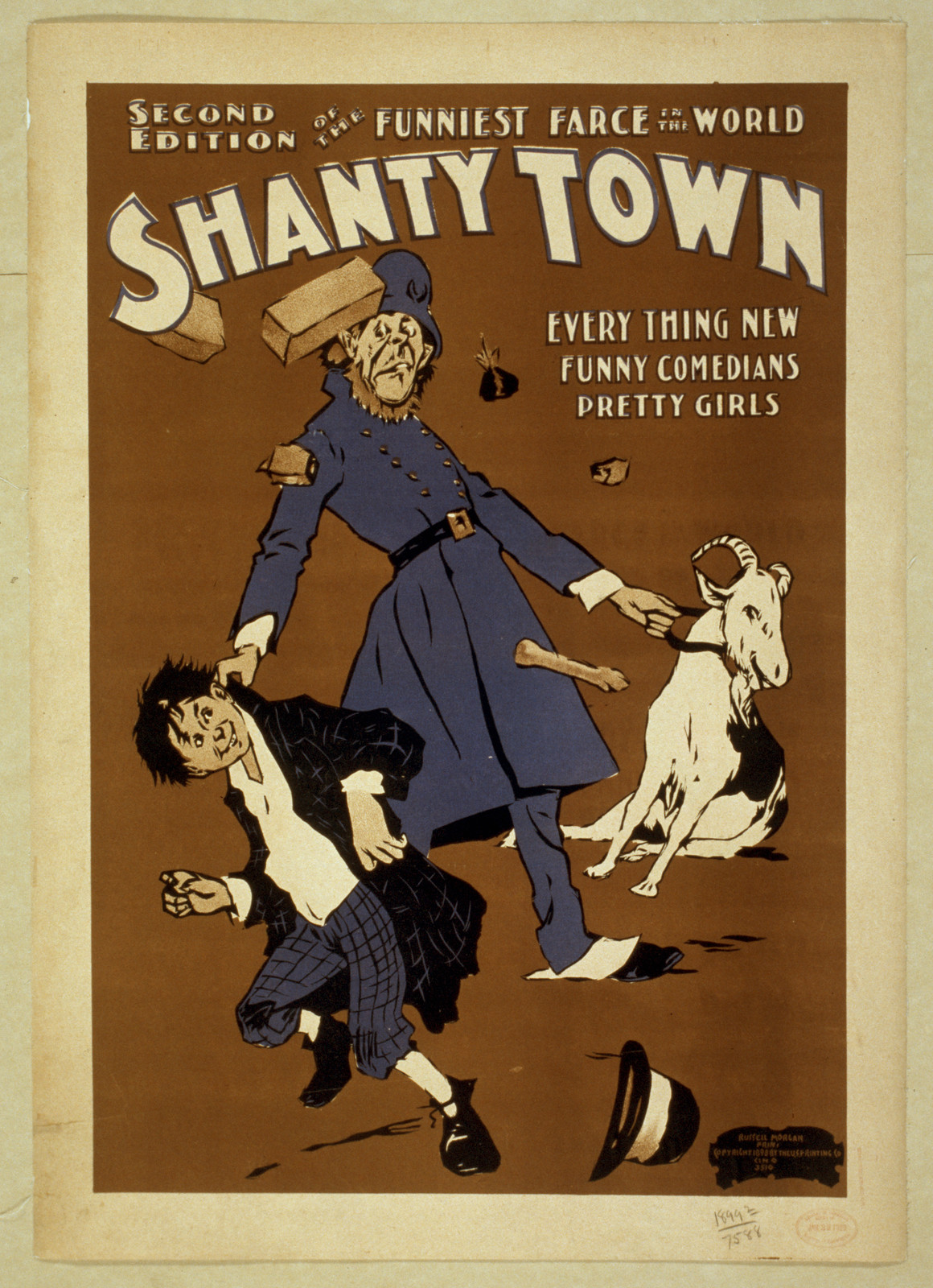 Second edition of the funniest farce in the world Shantytown everything new funny comedians pretty girls., 1898 — vintage poster