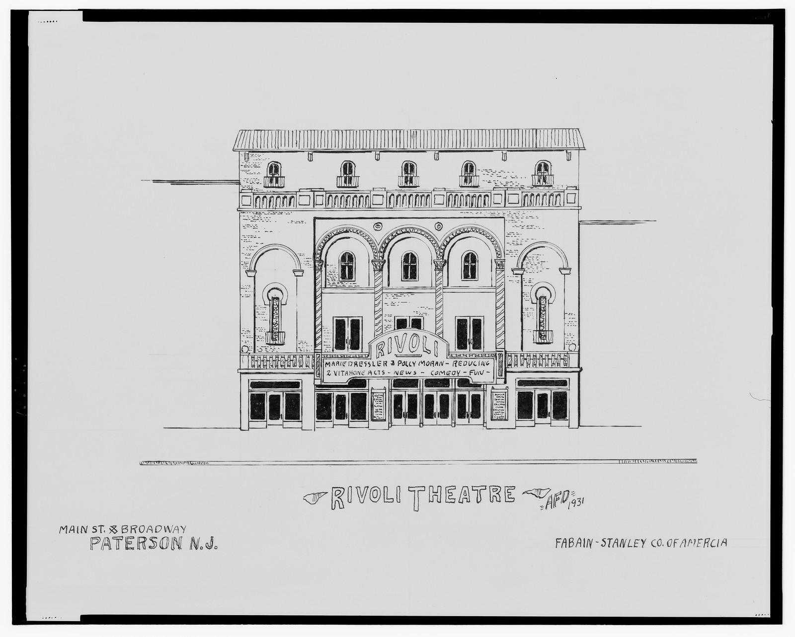 [Rivoli Theatre, Main St. and Broadway, Paterson, New Jersey] / AFD 1931., And Engineering (ADE) Drawings — vintage poster