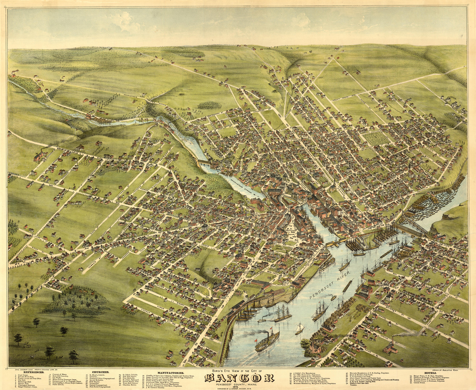 Bangor, Maine, 1875, 1875 — antique map