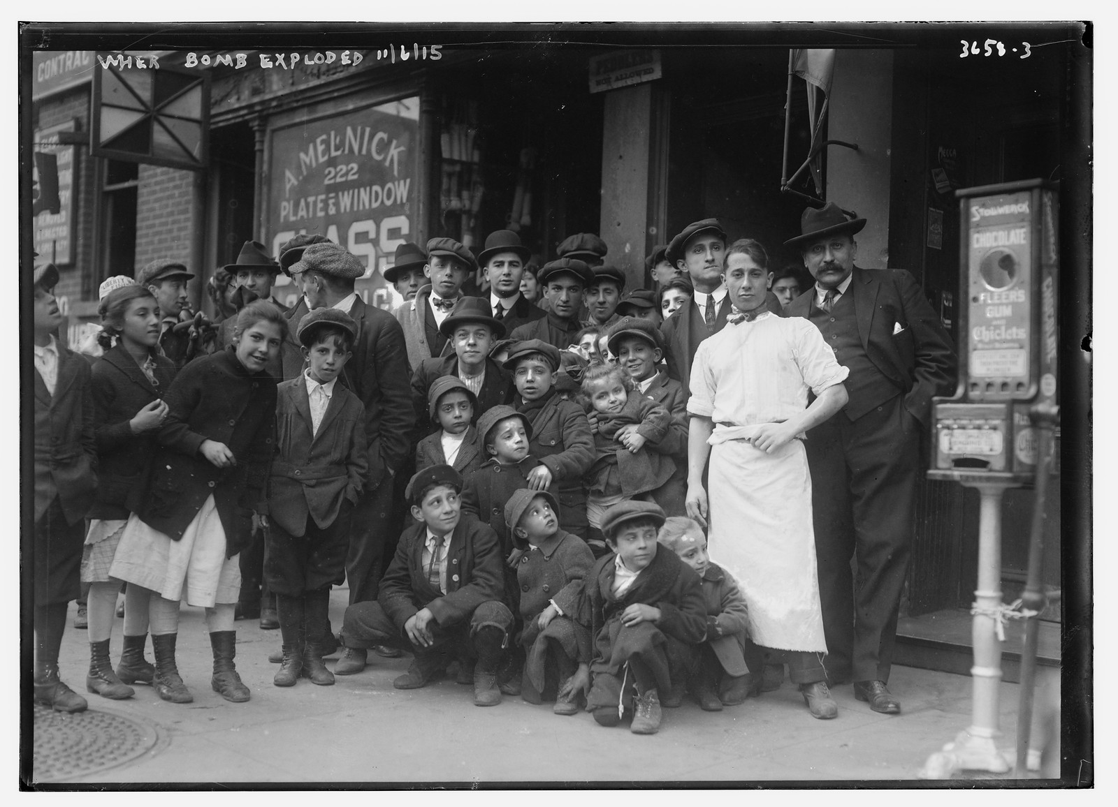 Where bomb exploded, n/a — historic photograph