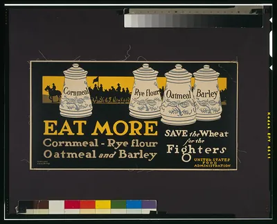 Eat more cornmeal, rye flour, oatmeal, and barley--Save the wheat for the fighters / Adolph Treidler.