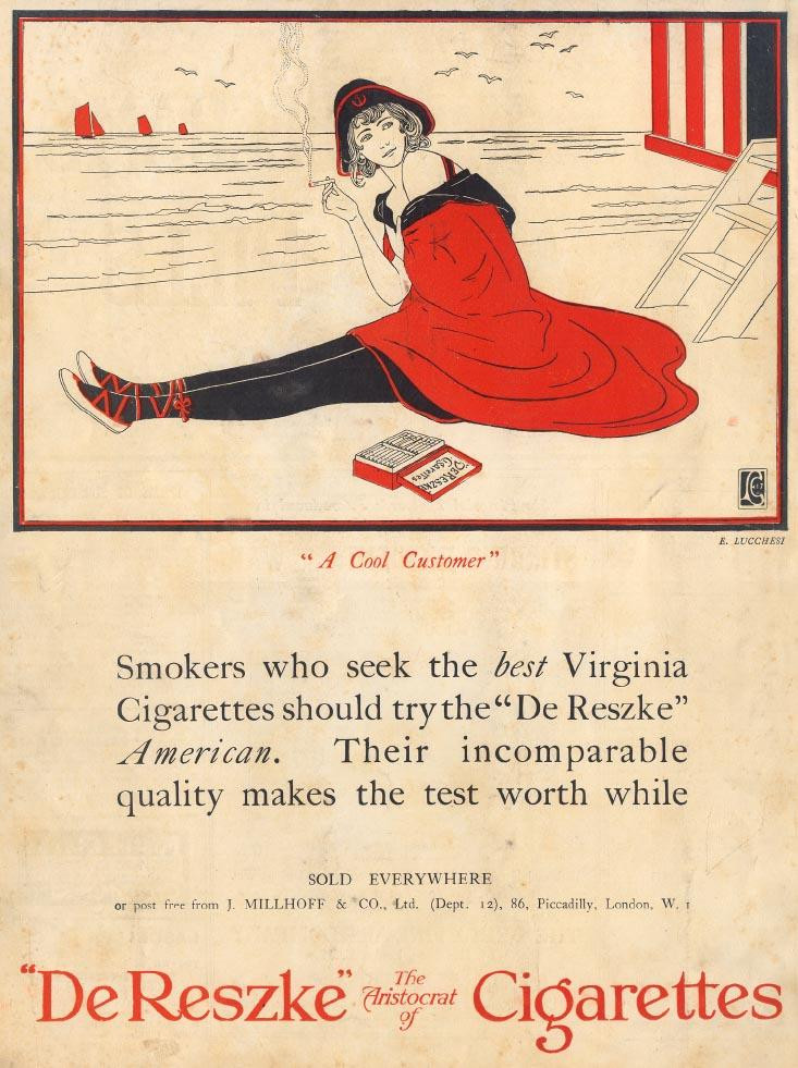 A Cool Customer" De Reszke Cigarettes advertisement — historic image