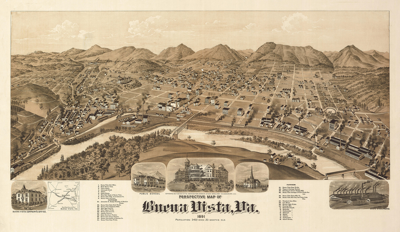 VA Buena Vista 1891 MAP, 1891 — antique map