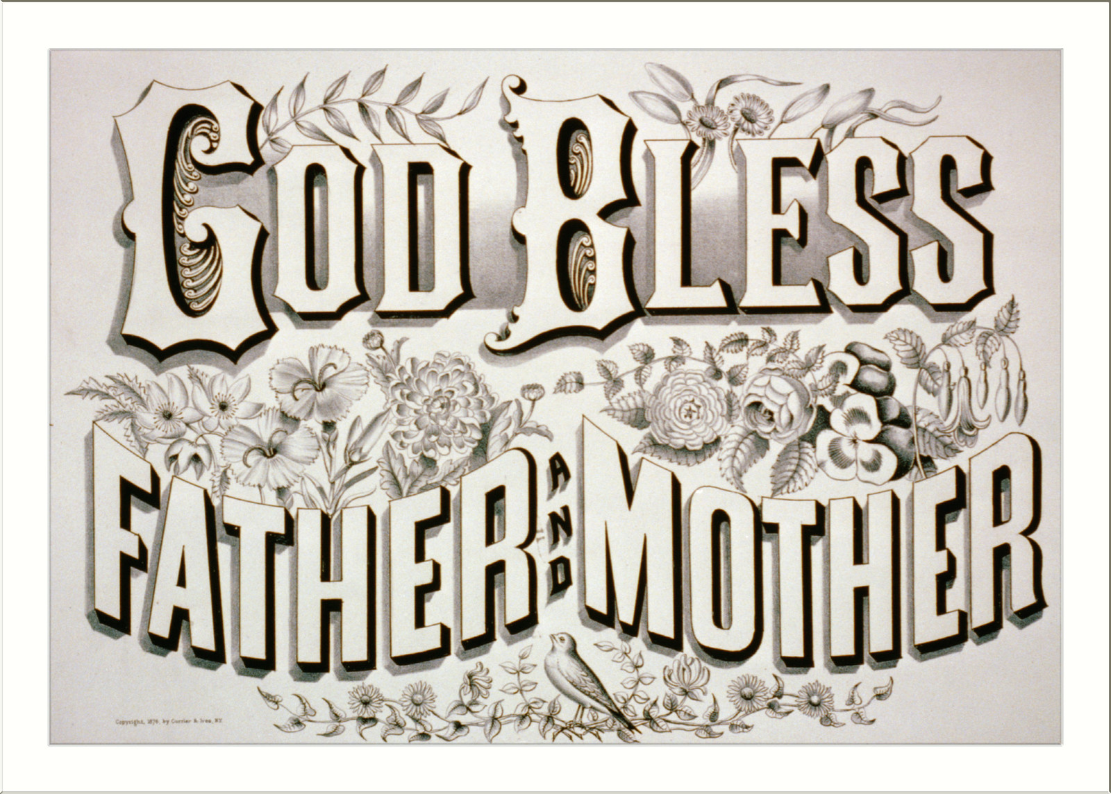 God bless father and mother, New York : Published by Currier & Ives, c1876. — antique lithograph