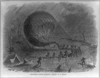 Professor Lowe's balloon EAGLE in a storm