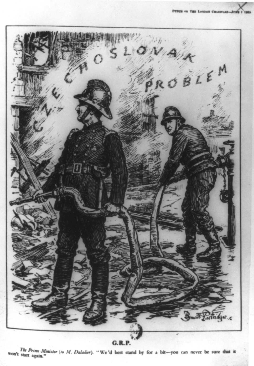[Cartoon relating to Chamberlain, Daladier, and the Czechoslovak problem"]", 1938 — historic photograph