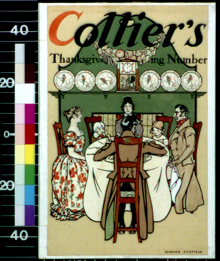 Collier's Thanksgiving Number cover, family dinner scene — historic image