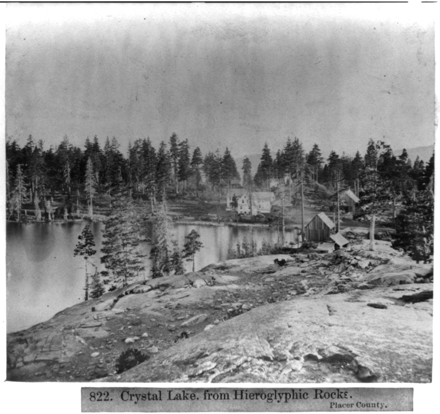Crystal Lake - From Hieroglyphic Rocks - Placer County, [published 1866] — historic photograph