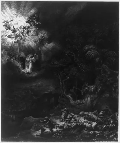 The angel appearing to the shepherds