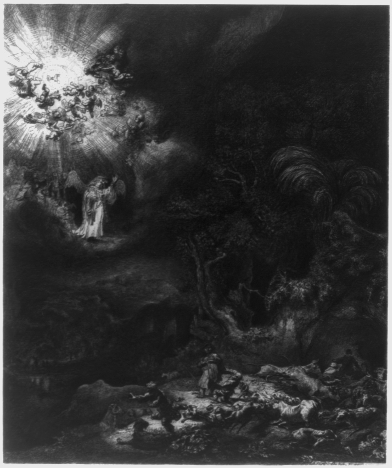 The angel appearing to the shepherds, 1634 — historic print
