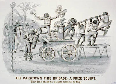 The darktown fire brigade-a prize squirt: Now den'shake her up once moah fur de mug.""