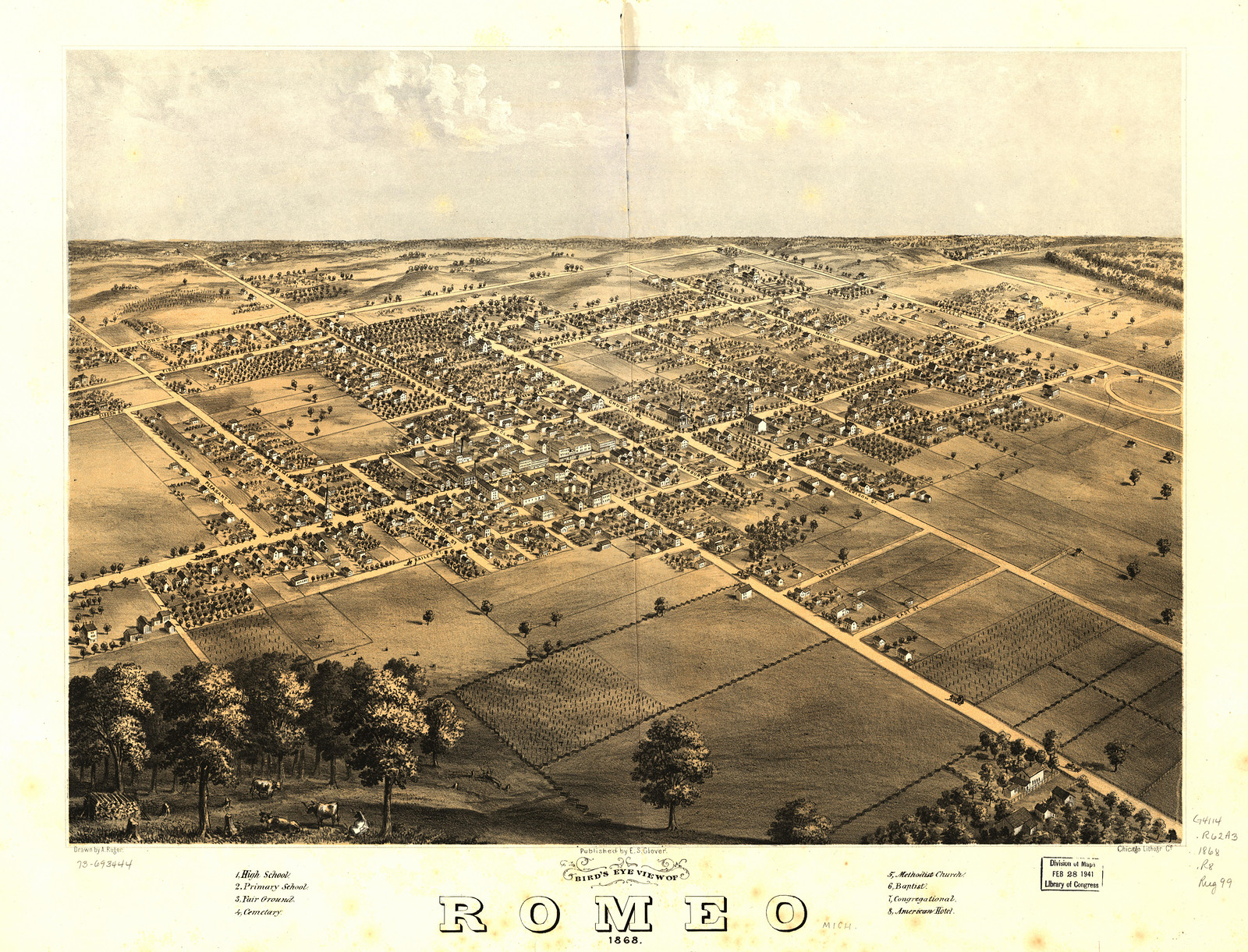 Romeo, Michigan, 1868, 1868 — antique map