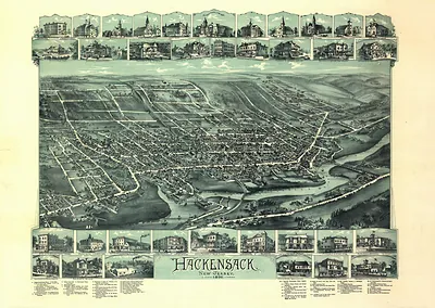 Bird's-eye view of Hackensack, New Jersey, 1896