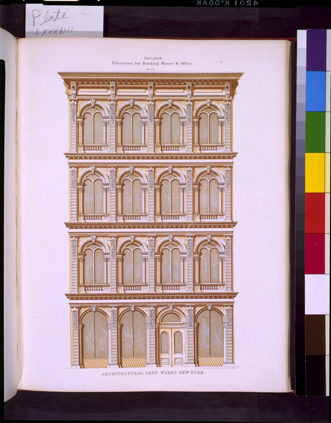 Elevation for banking house & office / lith. of Sarony, Major & Knapp, New York., [published 1865] — antique lithograph