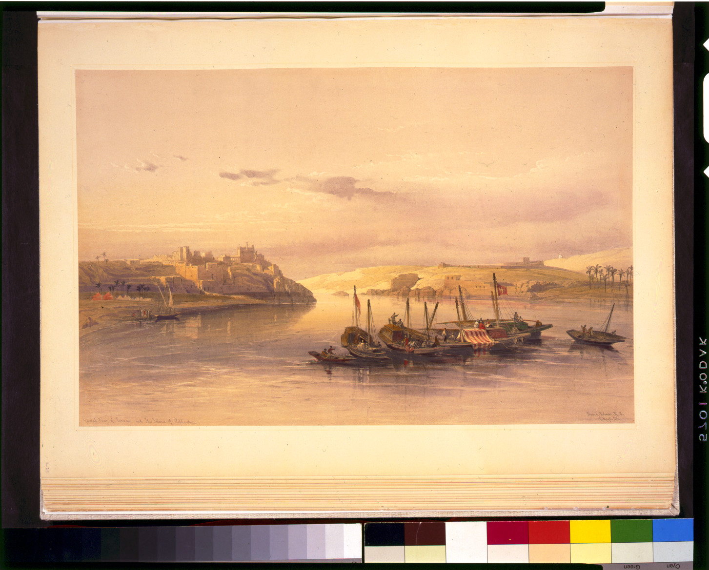 General view of Esouan and the island of Elephantine / David Roberts, R.A., [published between 1846 and 1849] — antique lithograph