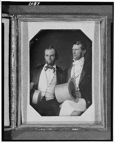 [Henry and William Pinkney Rodgers, three-quarter length portrait, seated, holding hats]