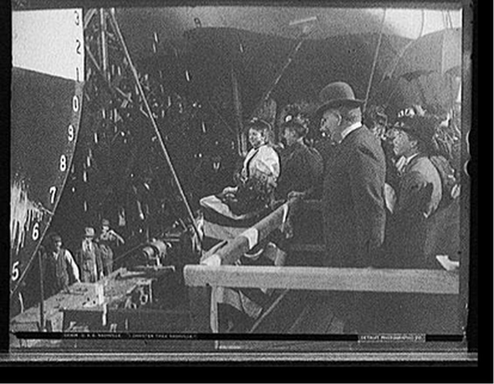 U.S.S. Nashville, I christen thee Nashville"", [1895] — historic photograph