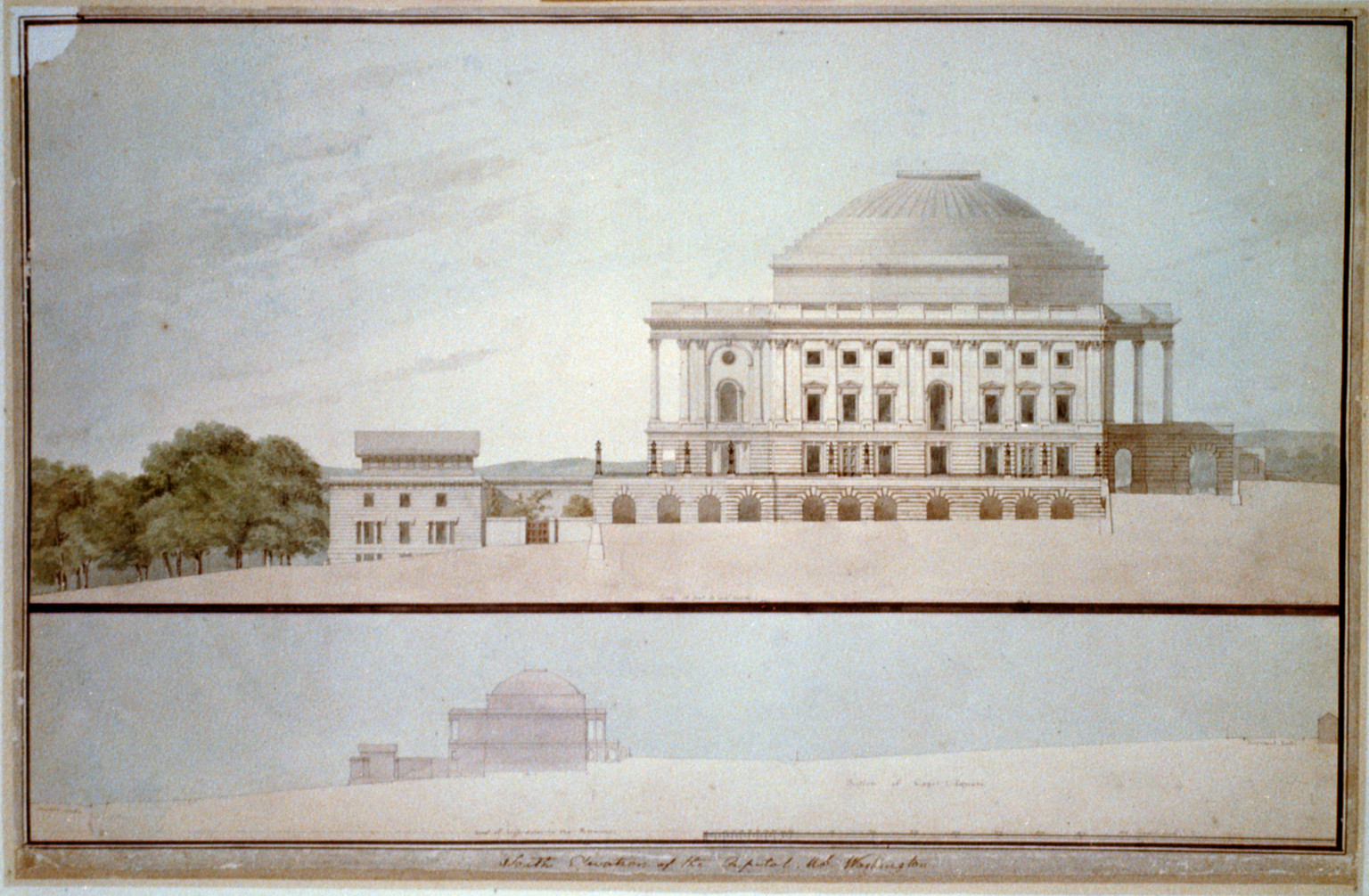 [United States Capitol, Washington, D.C. South elevation with propylaea], 1810 — historic drawing