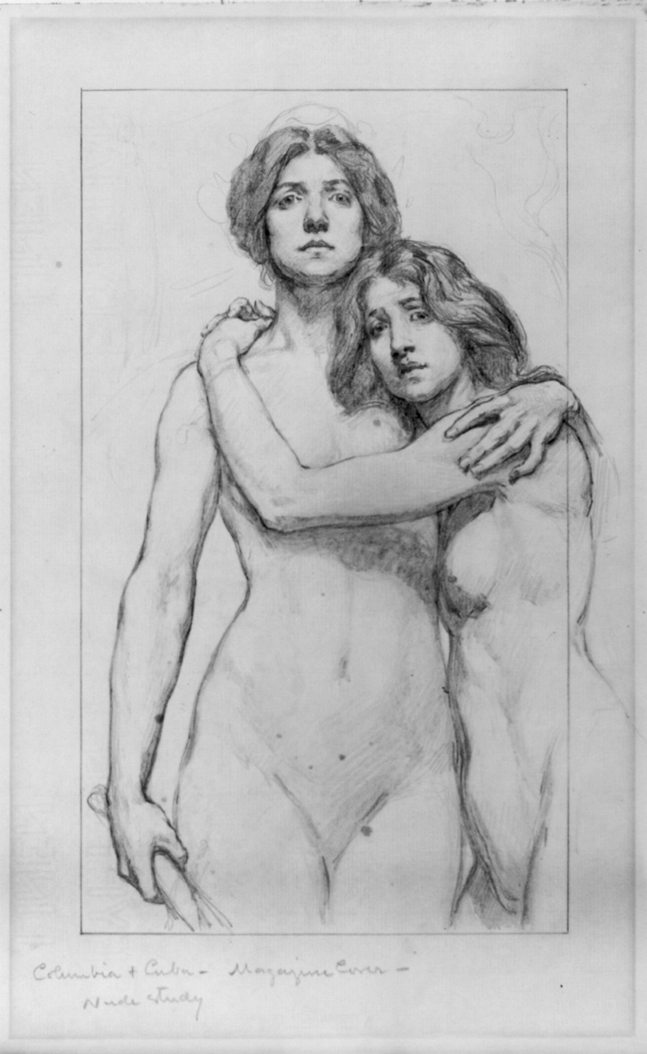 Columbia & Cuba - magazine cover - nudy study — historic drawing