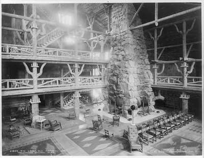 The lobby, Old Faithful Inn, Yellowstone National Park