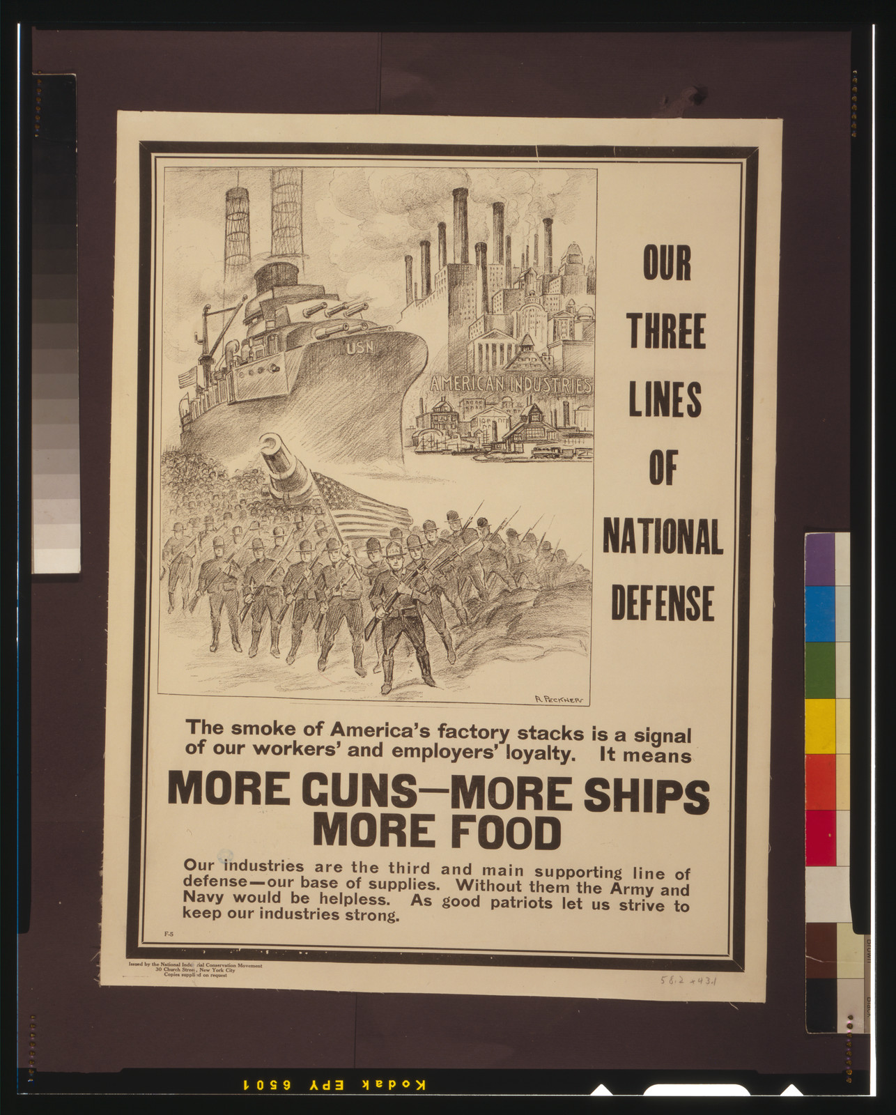 Our three lines of national defense / R. Peckner., [1917] — vintage poster