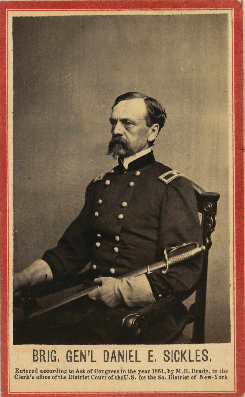 Brig. Gen'l Daniel E. Sickles, seated portrait with sword — historic image