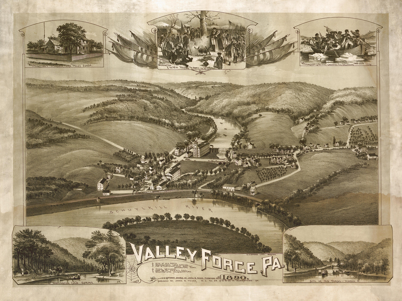 Valley Forge, Pennsylvania, 1890, 1890 — antique map